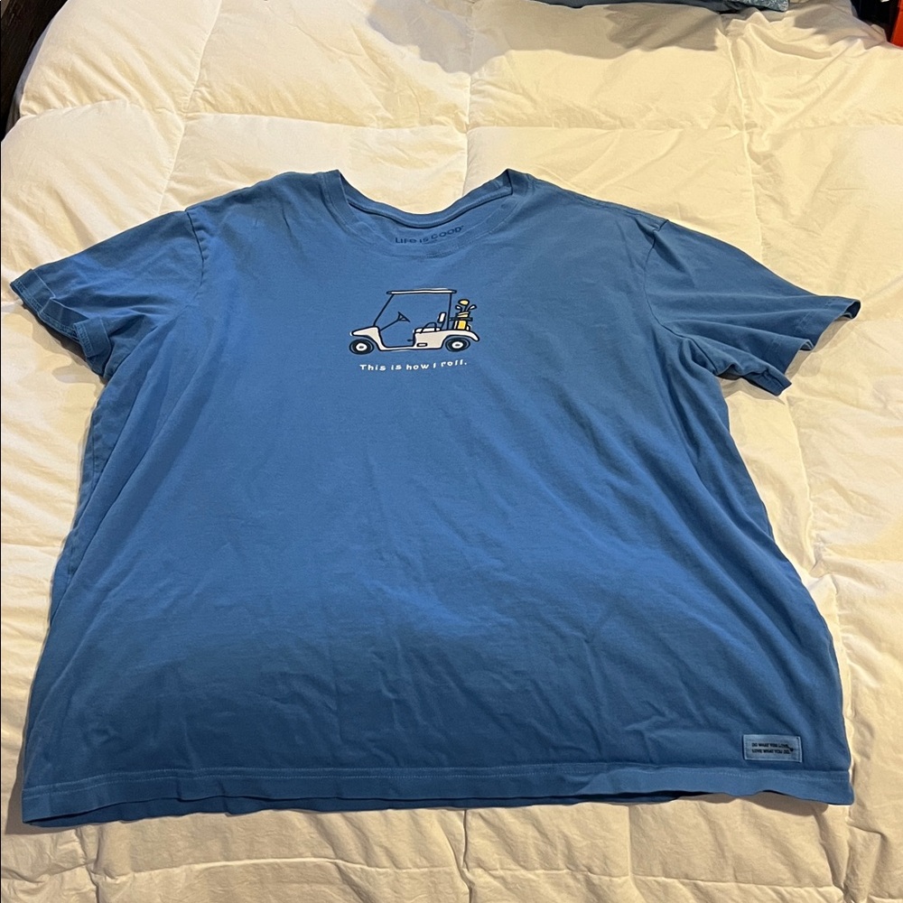 Life Is Good Blue Golf Cart Tee